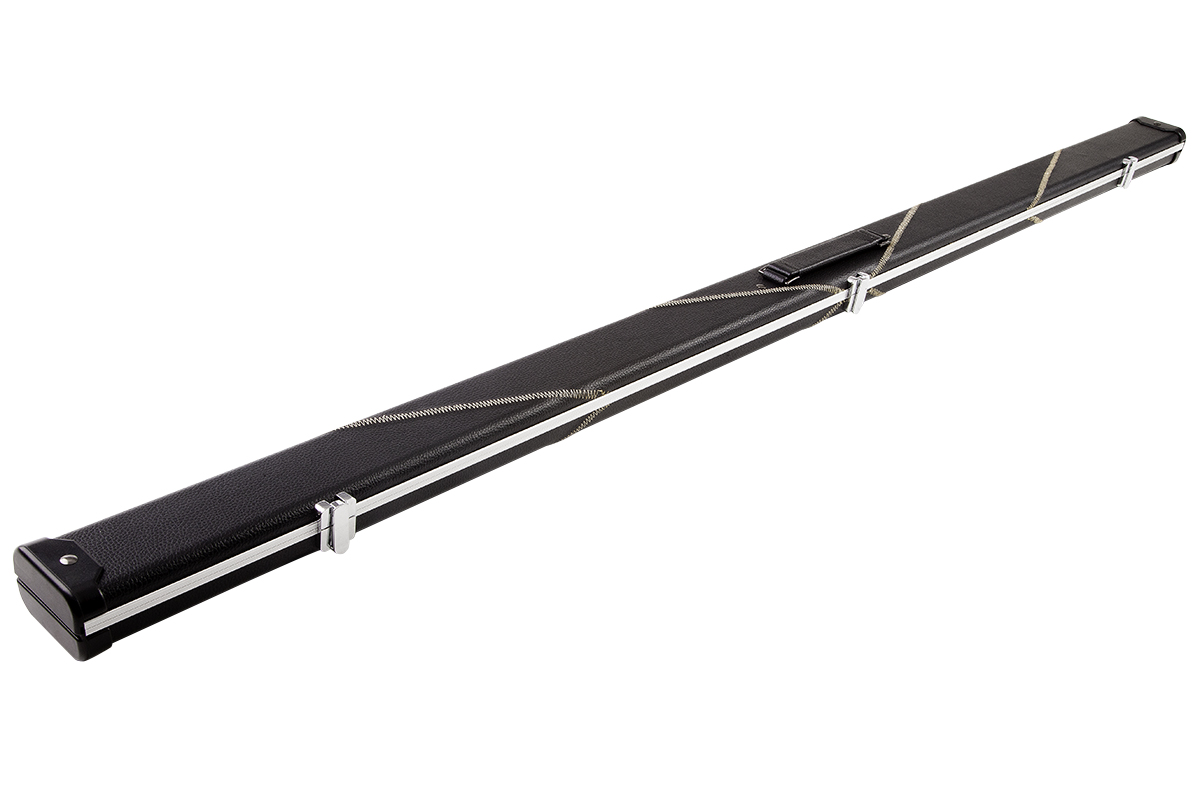 Britannium one piece snooker cue case in black leatherette with double chevron stitching